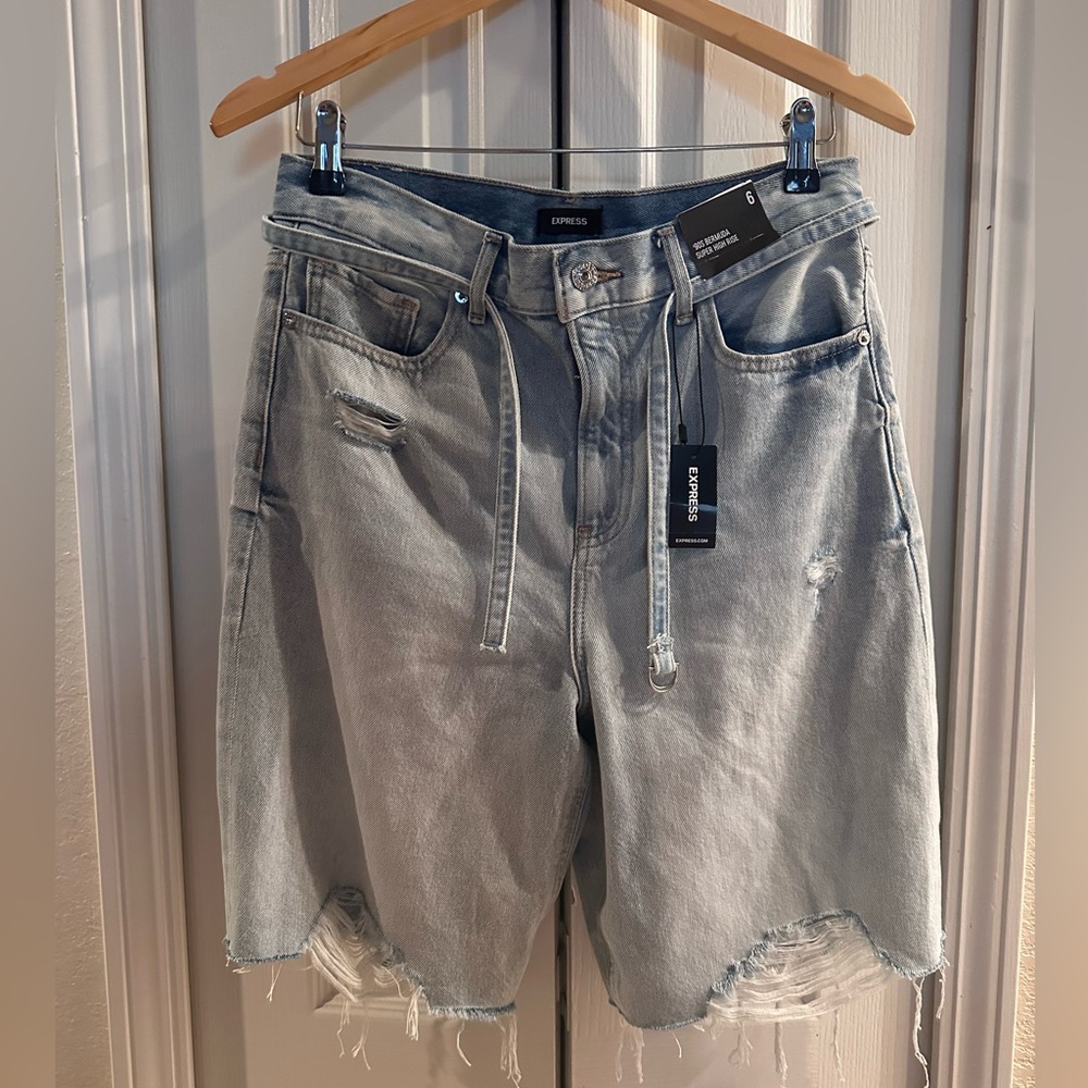Express Bermuda light denim shorts